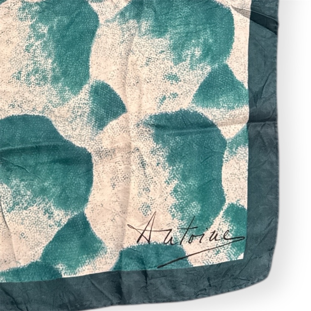 Vintage Antoine Teal and Cream Patterned Scarf